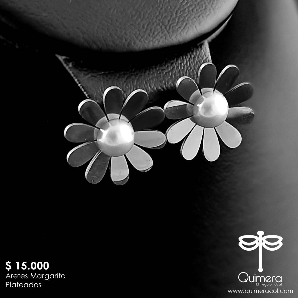 Aretes Margarita plateados 1.fw